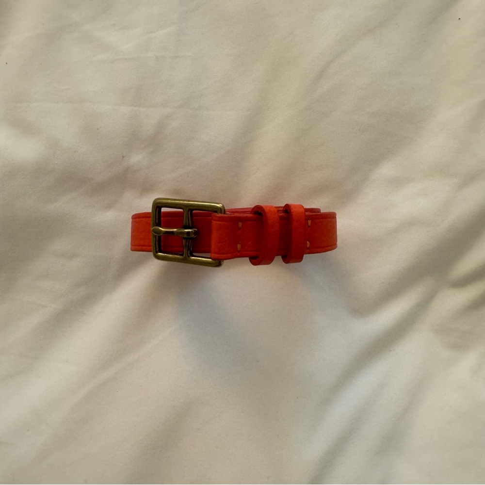 J. Crew Vibrant Coral Leather Belt - Picture 2 of 6